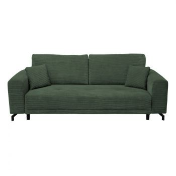 Canapea VEGA extensibila, 3 locuri, cu arcuri si lada depozitare, verde smarald, 237x110x73 cm