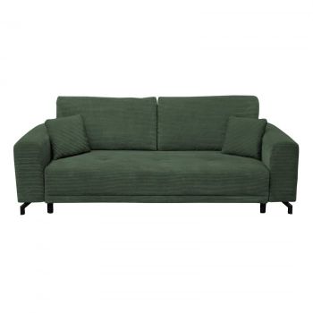 Canapea VEGA extensibila, 3 locuri, cu arcuri si lada depozitare, verde smarald, 237x110x73 cm