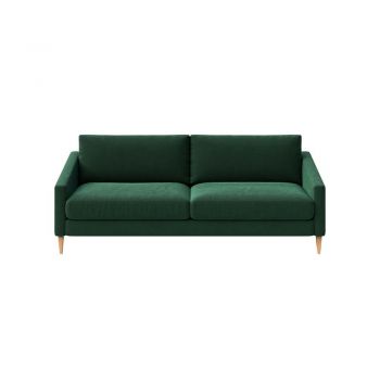 Canapea verde-închis cu tapițerie din catifea 200 cm Karoto – Ame Yens