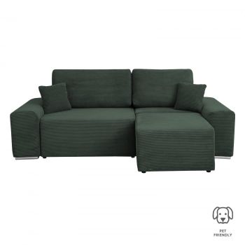 Coltar Canapea YORK extensibil, cu arcuri si lada depozitare, colt interschimbabil, verde smarald, 260x150x80 cm ieftin