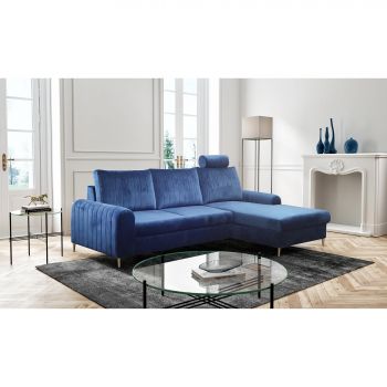 Coltar Extensibil Monaco, Stofa tip Catifea Albastra Velutto 25, Picioare Aurii, 252x168x106,5 H cm Coltar Extensibil Monaco, Stofa tip Catifea Albastra Velutto 25, Picioare Aurii, 252x168x106,5 H cm