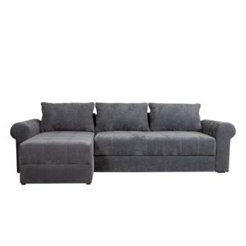 Coltar Extensibil Stanga Trendy, 5 Locuri, Lada Depozitare, Gri Inchis, 275 Cm ieftin