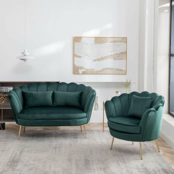 Set Canapea 2L + Fotoliu Andaluzia, 140x80x83 cm, Verde