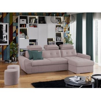 Coltar Extensibil Baris cu Lada de Depozitare, Sezlong pe Dreapta, Tetiere Reglabile, l280xA180xH105 cm