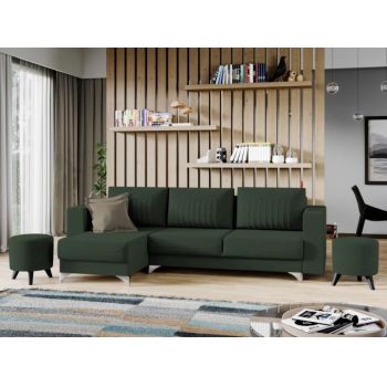 Coltar Extensibil Granies cu Lada de Depozitare, Sezlong pe Stanga, l260xA160xH87 cm