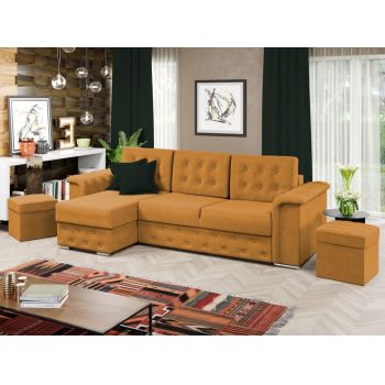Coltar Extensibil Olimpis cu Lada de Depozitare, Sezlong pe Stanga, l275xA150xH90 cm