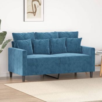 vidaXL Canapea cu 2 locuri, albastru, 120 cm, catifea