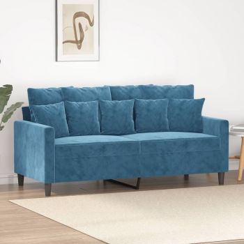 vidaXL Canapea cu 2 locuri, albastru, 140 cm, catifea