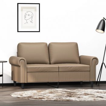 vidaXL Canapea cu 2 locuri, cappuccino, 120 cm, piele ecologică ieftina