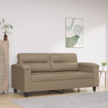 vidaXL Canapea cu 2 locuri, cappuccino, 140 cm, piele ecologică ieftina