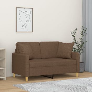 vidaXL Canapea cu 2 locuri cu pernuțe, maro, 120 cm, textil