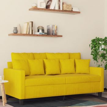 vidaXL Canapea cu 2 locuri, galben, 140 cm, catifea