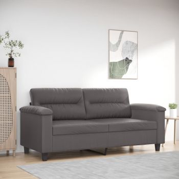 vidaXL Canapea cu 2 locuri, gri, 140 cm, piele ecologică