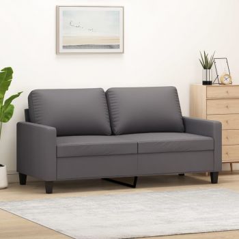 vidaXL Canapea cu 2 locuri, gri, 140 cm, piele ecologică