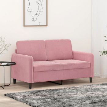 vidaXL Canapea cu 2 locuri, roz, 120 cm, catifea