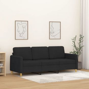 vidaXL Canapea cu 3 locuri, negru, 180 cm, material textil ieftina