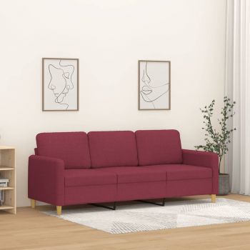 vidaXL Canapea cu 3 locuri, roșu vin, 180 cm, material textil