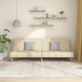 vidaXL Canapea extensibilă cu 2 locuri, crem, material textil ieftina