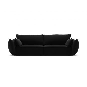 Canapea 3 locuri, Kaelle, Micadoni Home, BL, 208x100x85 cm, catifea, negru la reducere