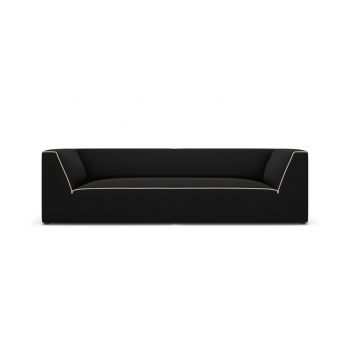 Canapea 3 locuri, Ruby, Micadoni Home, BL, 232x93x69 cm, tesatura chenille, negru/bej la reducere