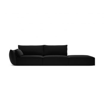 Canapea 4 locuri cotiera dreapta, Kaelle, Micadoni Home, BL, 264x110x85 cm, catifea, negru