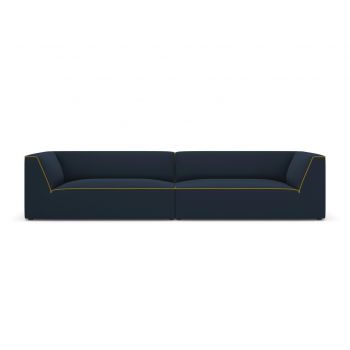 Canapea 4 locuri, Ruby, Micadoni Home, BL, 302x93x69 cm, tesatura chenille, albastru royal/galben