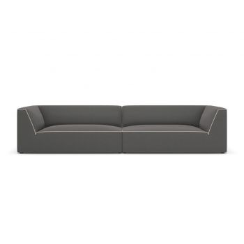 Canapea 4 locuri, Ruby, Micadoni Home, BL, 302x93x69 cm, tesatura chenille, gri/bej