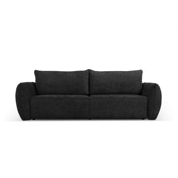 Canapea extensibila 3 locuri, Kaelle, Micadoni Home, BL, 244x97x91 cm, poliester chenille, negru