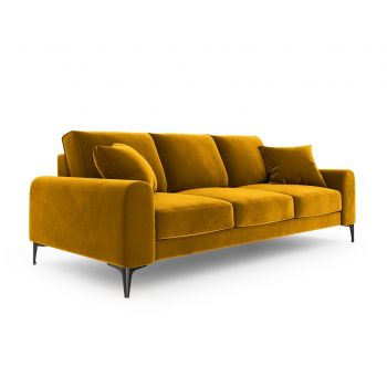 Canapea, Madara, Mazzini Sofas, 4 locuri, 237x102x90 cm, catifea, galben la reducere