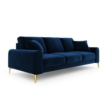 Canapea, Madara, Mazzini Sofas, 4 locuri, gold legs, 237x102x90 cm, catifea, albastru regal