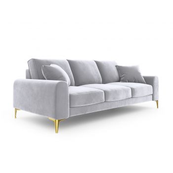 Canapea, Madara, Mazzini Sofas, 4 locuri, gold legs, 237x102x90 cm, catifea, argintiu la reducere