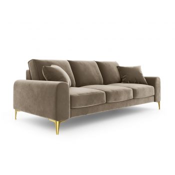 Canapea, Madara, Mazzini Sofas, 4 locuri, gold legs, 237x102x90 cm, catifea, bej