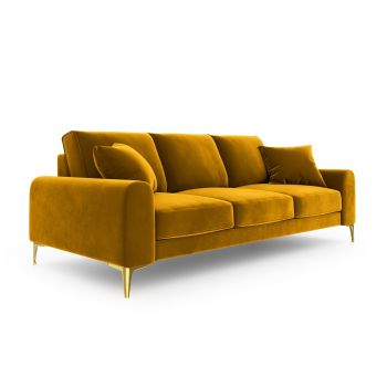 Canapea, Madara, Mazzini Sofas, 4 locuri, gold legs, 237x102x90 cm, catifea, galben