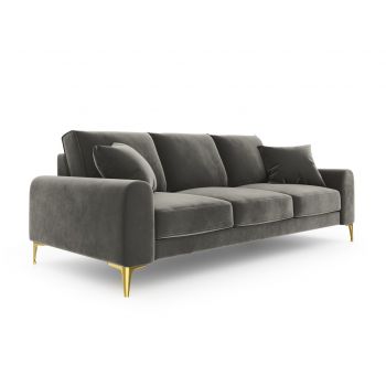 Canapea, Madara, Mazzini Sofas, 4 locuri, gold legs, 237x102x90 cm, catifea, gri deschis la reducere