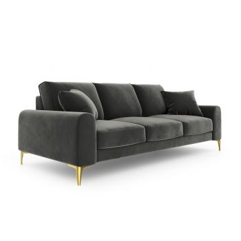 Canapea, Madara, Mazzini Sofas, 4 locuri, gold legs, 237x102x90 cm, catifea, gri inchis la reducere