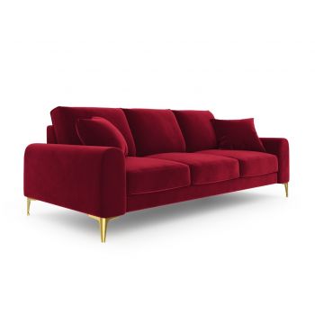 Canapea, Madara, Mazzini Sofas, 4 locuri, gold legs, 237x102x90 cm, catifea, rosu vin