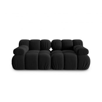 Canapea modulara 2 locuri, Bellis, Micadoni Home, BL, 188x94x63 cm, catifea, negru la reducere