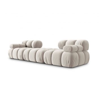 Canapea modulara 3 locuri, Bellis, Micadoni Home, BL, 188x188x70 cm, catifea, bej deschis