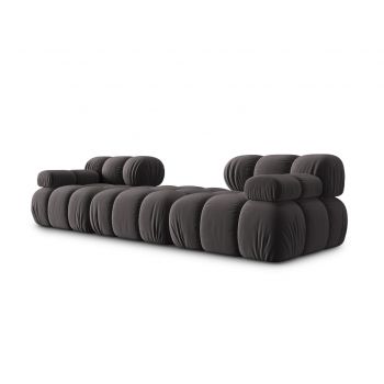 Canapea modulara 3 locuri, Bellis, Micadoni Home, BL, 188x188x70 cm, catifea, gri inchis