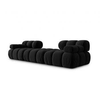 Canapea modulara 3 locuri, Bellis, Micadoni Home, BL, 188x188x70 cm, catifea, negru
