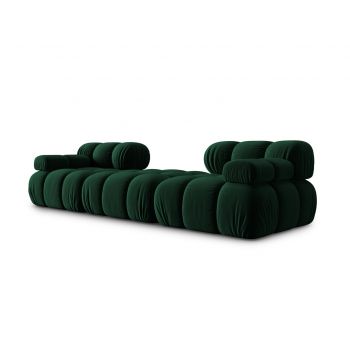 Canapea modulara 3 locuri, Bellis, Micadoni Home, BL, 188x188x70 cm, catifea, verde bottle