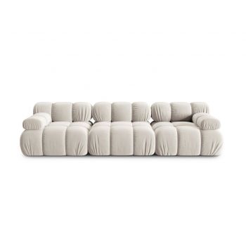 Canapea modulara 3 locuri, Bellis, Micadoni Home, BL, 282x94x63 cm, catifea, bej deschis la reducere