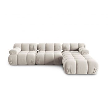 Canapea modulara 4 locuri, Bellis, Micadoni Home, BL, 282x188x70 cm, catifea, bej deschis