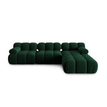 Canapea modulara 4 locuri, Bellis, Micadoni Home, BL, 282x188x70 cm, catifea, verde bottle