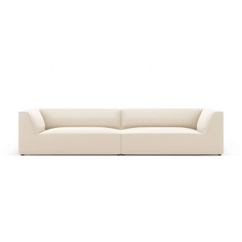 Canapea 4 locuri, Ruby, Micadoni Home, BL, 302x93x69 cm, piele ecologica, bej deschis la reducere