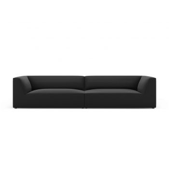 Canapea 4 locuri, Ruby, Micadoni Home, BL, 302x93x69 cm, piele ecologica, negru la reducere