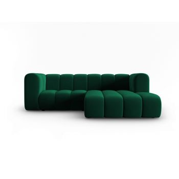 Coltar dreapta 3 locuri, Lupine, Micadoni Home, BL, 228x175x70 cm, catifea, verde bottle la reducere