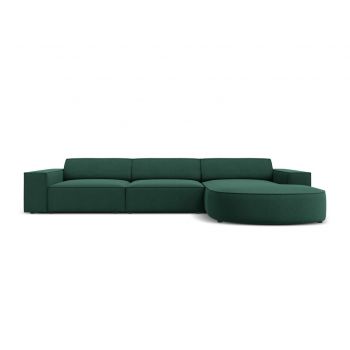 Coltar dreapta 4 locuri, Jodie, Micadoni Home, BL, forma rotunjita, 284x166x70 cm, poliester, verde la reducere