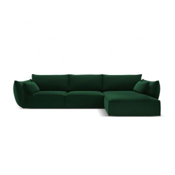 Coltar dreapta 4 locuri, Kaelle, Micadoni Home, BL, 308x171x85 cm, catifea, verde bottle