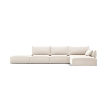 Coltar dreapta 5 locuri, Kaelle, Micadoni Home, BL, fara cotiera, 364x171x85 cm, catifea, bej deschis